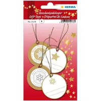 Herma 15276 Kadokaartje kerst 3D Ø 5 cm, goud - 4 stuks
