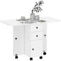 HOMCOM Opklapbare eettafel - Spaanplaat - 120x60x76,5cm - Wit