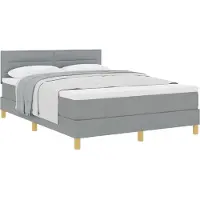 vidaXL Boxspring bed met kussen Lichtgrijs 140 x 190 cm Stof