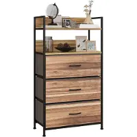 HOMCOM Stoffen Commode - Vliesstof (100% polyester) - 60x29x101cm - Eiken