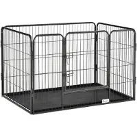PawHut Huisdierenspeelpen - Staal - 109x74x71cm - Zwart