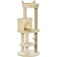PawHut Kattenboom Spaanplaat - 48x48x104cm - Crème