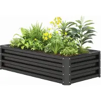 Outsunny tuinbed - Gegalvaniseerd staal - 120x60x30,5 cm - Grijs