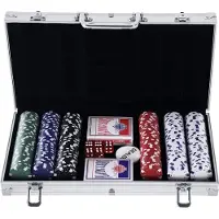 HOMCOM Pokerfiches Set - Aluminium - 38x20,5x6,5cm - Zilver