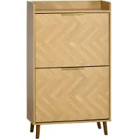 HOMCOM -Schoenenkast-Spaanplaat-70x30x120cm-Natuurlijk hout