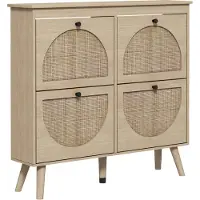 HOMCOM Klapbare schoenenkast - Spaanplaat - 105x24x97,5cm - Natuurlijk hout