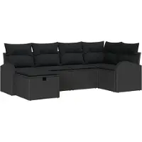 vidaXL Set van 6 zitplaatsen, zwart, van polyrotan