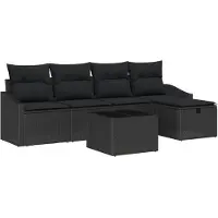 vidaXL Set van 6 tuinmeubels, polyrotan