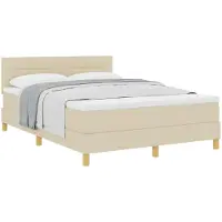vidaXL Boxspring bed met kussen met hoofdeinde Crème 140 x 200 cm Stof