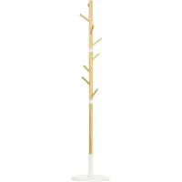 HOMCOM Kapstok - Bamboe - 37,8x37,8x175,6cm - Wit