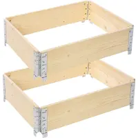 Garronda Kweekbak Palletrand 2-Pack 80x60x20 cm - Natuurlijk - Bloemen - Kruiden - Palletframe - Natuurlijke Verhoogde Bloembedden - GD-BUD-PAL