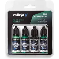 Wittmax Hobbyverf Acrylverf - 77257 True Metallic Metal - Schemer Groen Kleurenset - Acryl Set - 4x Verf set - 4x 18 ml