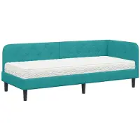 vidaXL Hoek Bed Frame Turquoise 80 x 200 cm Fluweel