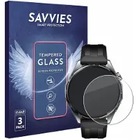 Savvies - Glas Screenprotector voor Huawei Watch GT 6 (46 mm) - Gehard Beschermglas 9H 3 Stuks
