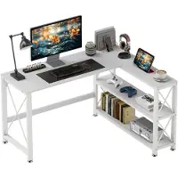 HOMCOM -L-vormig computerbureau-135x110x75cm-MDF-Wit