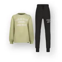 Vingino pyjama met tekst groenbruin/donkerbruin Jongens Katoen Ronde hals - maat 134/140