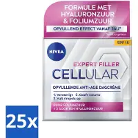 Nivea - CELLular Expert Filler Dagcrème - Anti-Veroudering Gezichtscrème - SPF 15 - Met Hyaluronzuur, Creatine & Foliumzuur - 50 ml - Bulkverpakking - 25 stuks