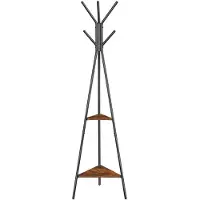 Hobby Hall Staande kapstok - industrieel - met 2 hoekplanken - zwart en rustiek bruin - 49,5x49,5x179 cm