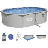 Bestway Hydrium 5,00 m x 3,66 m x 1,22 m Ovale Bovengrondse Zwembad Set met Stalen Wanden