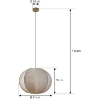 LINDBY Hanglampe , Elfie, dimbare, Beige, Woonkamer, Stof, Scandinavisch
