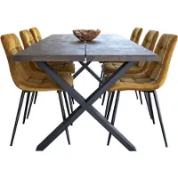 Ebuy24 Tony eethoek , 1 eettafel en 6 stoelen geel en eik.