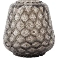 XLBoom Kuro Prism Small Smokey – Mondgeblazen glazen vaas met geometrisch patroon – Kleur Smokey grijs – Design woonaccessoire