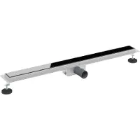 vidaXL Doucheafvoer met Glazen Deksel Zwart 90 cm Roestvrij staal 304