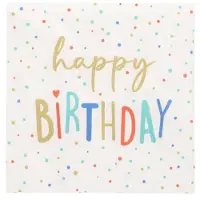Papstar 10x 20 Servetten 3-laags 1/4 vouw 33 cm x 33 cm Happy Birthday
