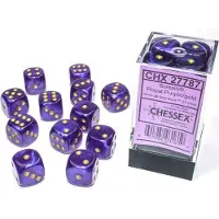 Chessex Borealis D6 16mm Koningspaars/goud Lichtgevende Dobbelsteen Set (12 stuks)