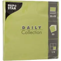 Papstar 15x 20 Servetten DAILY Collection 1/4 vouw 32 cm x 32 cm olijfgroen