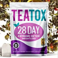 Teatox Afslank Thee | Onderdrukt Eetlust | Darm Detox | 28 Dagen Challenge | Detox Kuur | Vegan Kruidenthee | Ondersteuning Stofwisseling | Anti-Counterfeit QR Hologram | E-Guide via QR