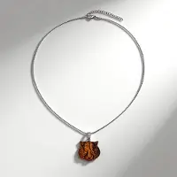 Cavill - Halsketting Rosé Goud Verstelbaar - 37,5 ct Gouden Tijgeroog Fancy Slijpsel - 30x25mm Edelstaal Modern Minimalistisch Luxe Dames Sieraad