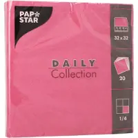 Papstar 15x 20 Servetten DAILY Collection 1/4 vouw 32 cm x 32 cm fuchsia