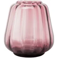 XLBoom Kuro Wave Small Plum– Mondgeblazen glazen vaas Ø 22,5 cm × H 19,5 cm – Kleur Plum roze – Design woonaccessoire
