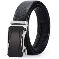 INF Herenriem van echt leer, 125 cm zwarte nette riem met automatische gesp Model 9