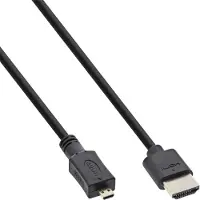 InLine HDMI Superslim kabel A naar D, HS met ethernet,Premium,zwart/goud, 1,8m