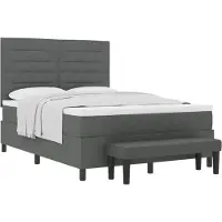 vidaXL Boxspring bed met hoofdeinde Donkergrijs 140 x 200 cm Stof