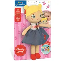 Clementoni Baby Knuffelpop Cherry Terry - Zachte Soft Doll - Pluche Knuffel - Sensorisch Interactief Speelgoed vanaf 0 Maanden