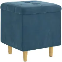vidaXL Opslagottoman met kussen Blauw 40 x 40 x 45 cm Fluweel