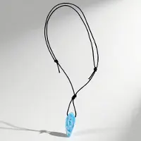 Cavill - Halsketting met Larimar uit Dominicaanse Republiek - 60 Karaat Fancy Kraal - Verstelbare Blauw Druppelvormige Hanger - Unisex Sieraad