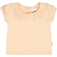 Dirkje T-shirt oranje broderie Meisjes Stretchkatoen Peter Pan-kraag Effen - maat 74