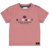 Dirkje T-shirt oudroze Jongens Stretchkatoen Ronde hals Printopdruk - maat 92