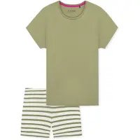 Schiesser Pyjama ' Casual Essentials ' kaki / wit