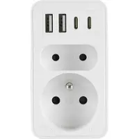 PLAST-ROL R-2/2CA/K - Elektrische Verdeeldoos - 2xUSB-A - 2xUSB-C - Wit