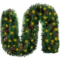 Ruhhy Premium HQ Kerstboom Slinger met LED: 2.7m van Feestelijke Verlichting