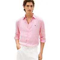 Tommy Hilfiger Heren Overhemden Linen Bengal Stripe Rf Shirt - Roze - Maat XL