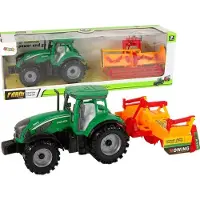 Lean Toys Groene Tractor Met Oranje Cultivator Voor Kinderen