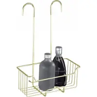 Wenko Doucherek Milo RVS mat goud 25x36cm - Zonder boren - Doucherekje hangend - Douchemand - Douchecaddy ophangbaar