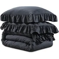 Sleeptime dekbedovertrek Ruffles - Microvezel - Antraciet - 140x220