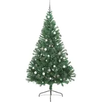 vidaXL Kunststof Voorverlichte Kerstboom met 300 LED Groen 240 cm PVC